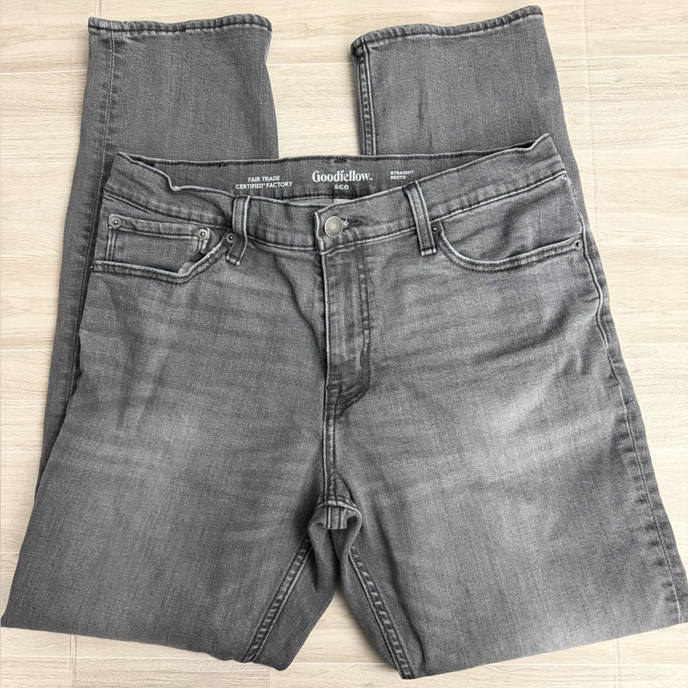 Men's Gray Straight Leg Jeans Goodfellow & Co - Picture 2 of 2
